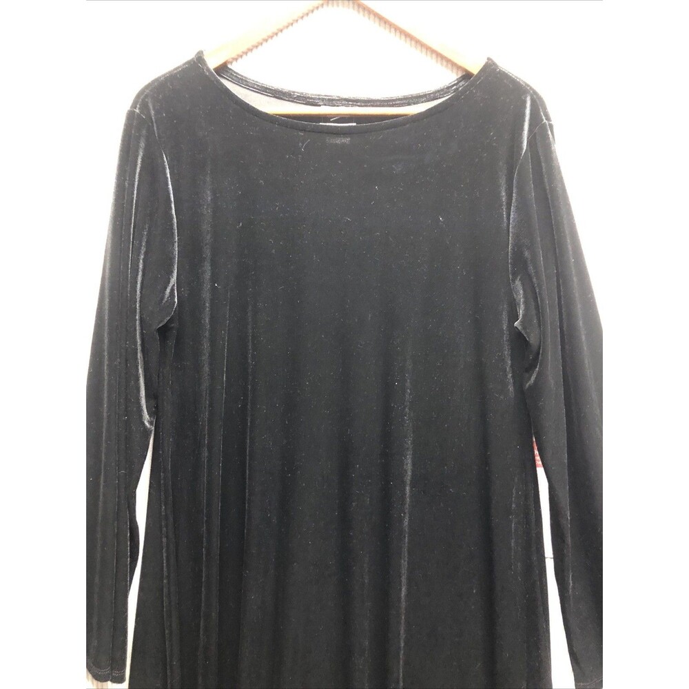 Studio EY Maxi Dress Size Large Black Velour  Long Sleeve Flowy Bottom NWT